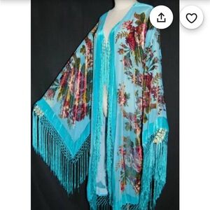 Floral Shawl With Fringe
